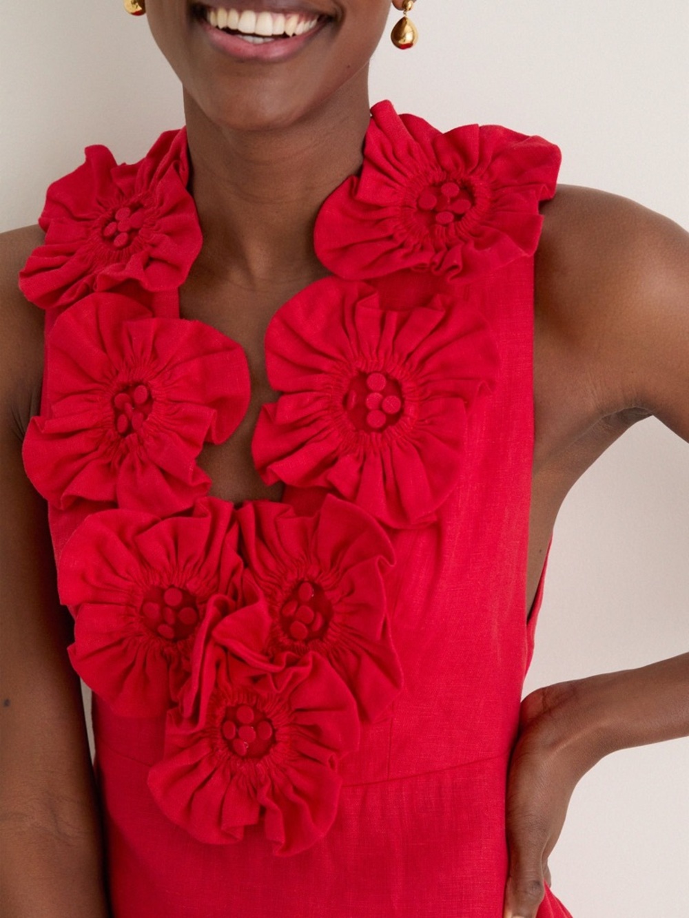 FARM Rio Red 3d Flower Maxi Dress Size XL NWT - Picture 6 of 16